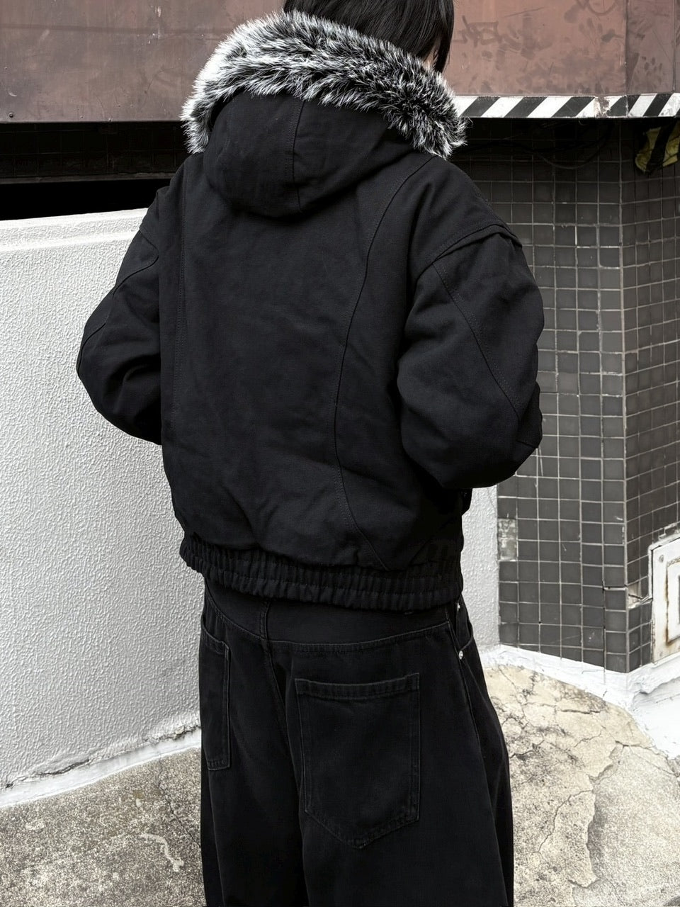 【youll】cropped fur hooded blouson