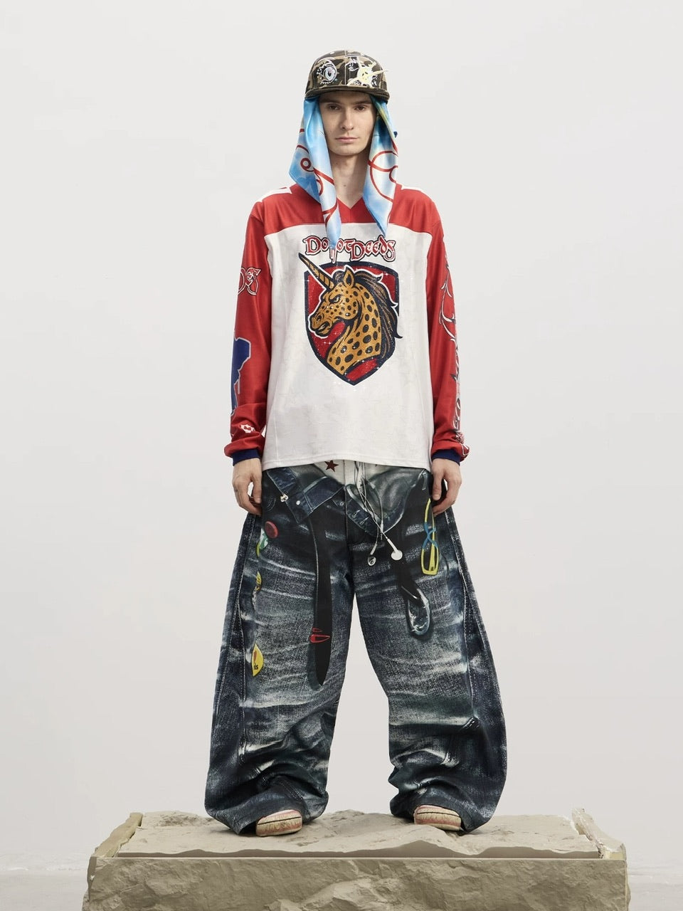 【DND4DES】The Virgin'S Thorn-Crowned Headscarf /【ディーエヌディーフォーデス】グラフィックデザインスカーフ