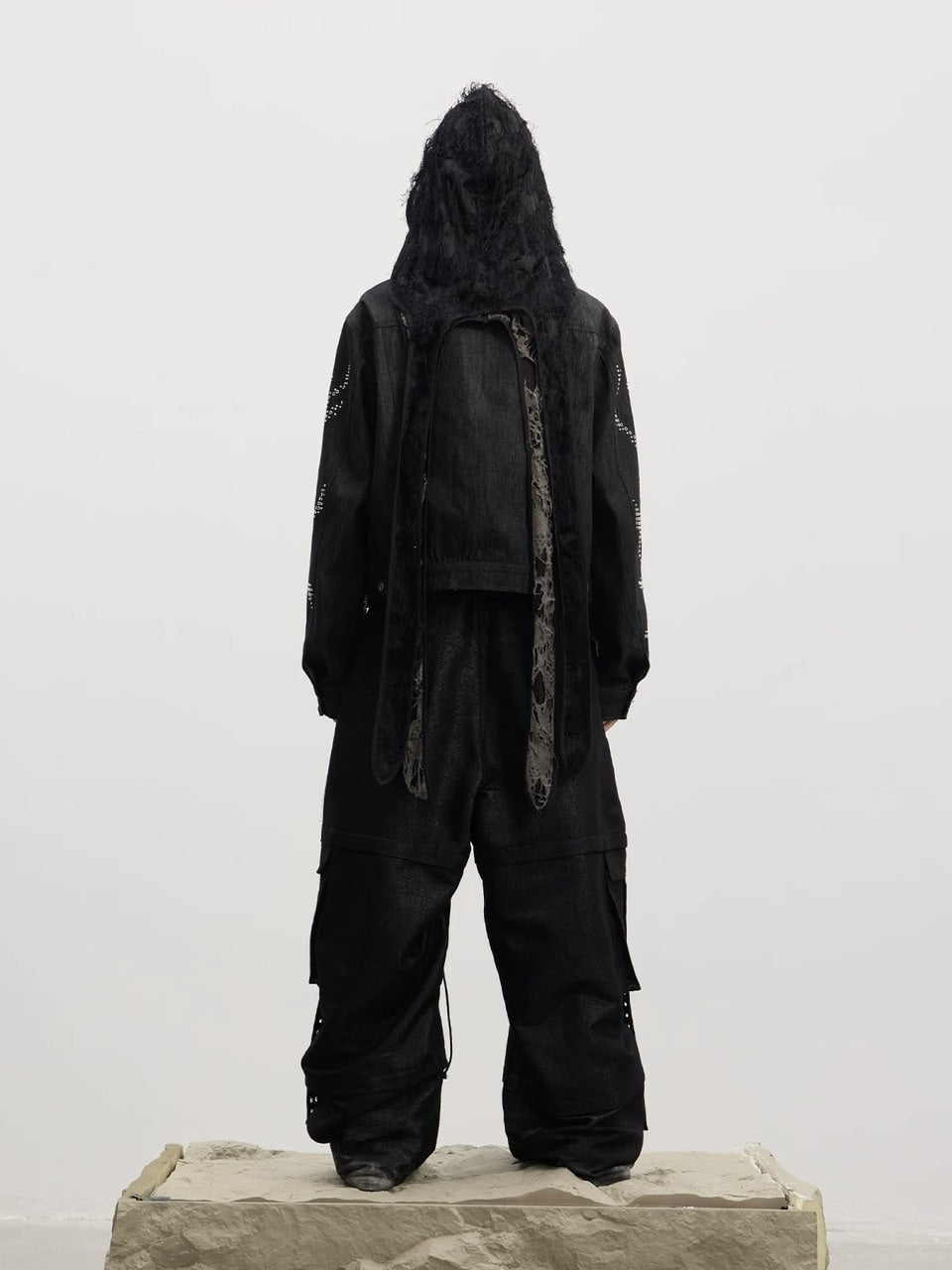 【DND4DES】Drawn Silver Silk Sharp Dance Pants /【ディーエヌディーフォーデス】ベルトシャーリングデニムパンツ