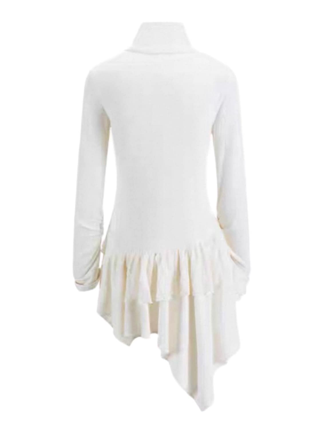 【Cest Nous】Beige Cowl Neck Dress / 【セヌー】ハイネックアシンメトリーフリルワンピース