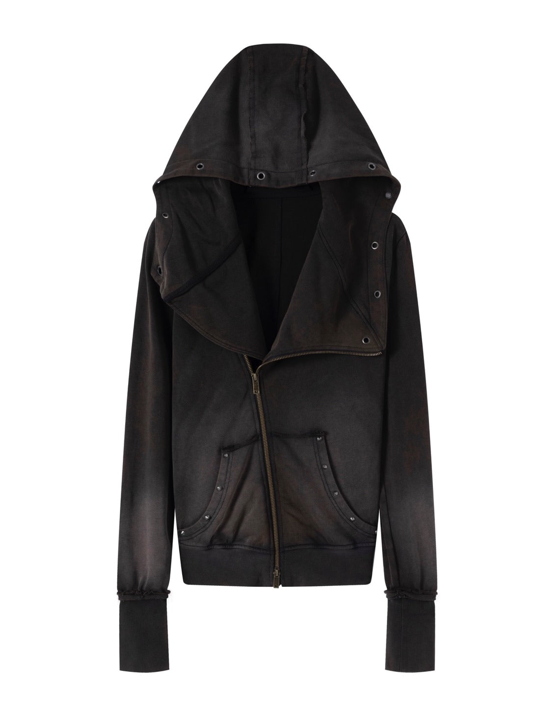 【Cest Nous】Studded Hoodie / 【セヌー】オープンカラースタッズジップパーカー