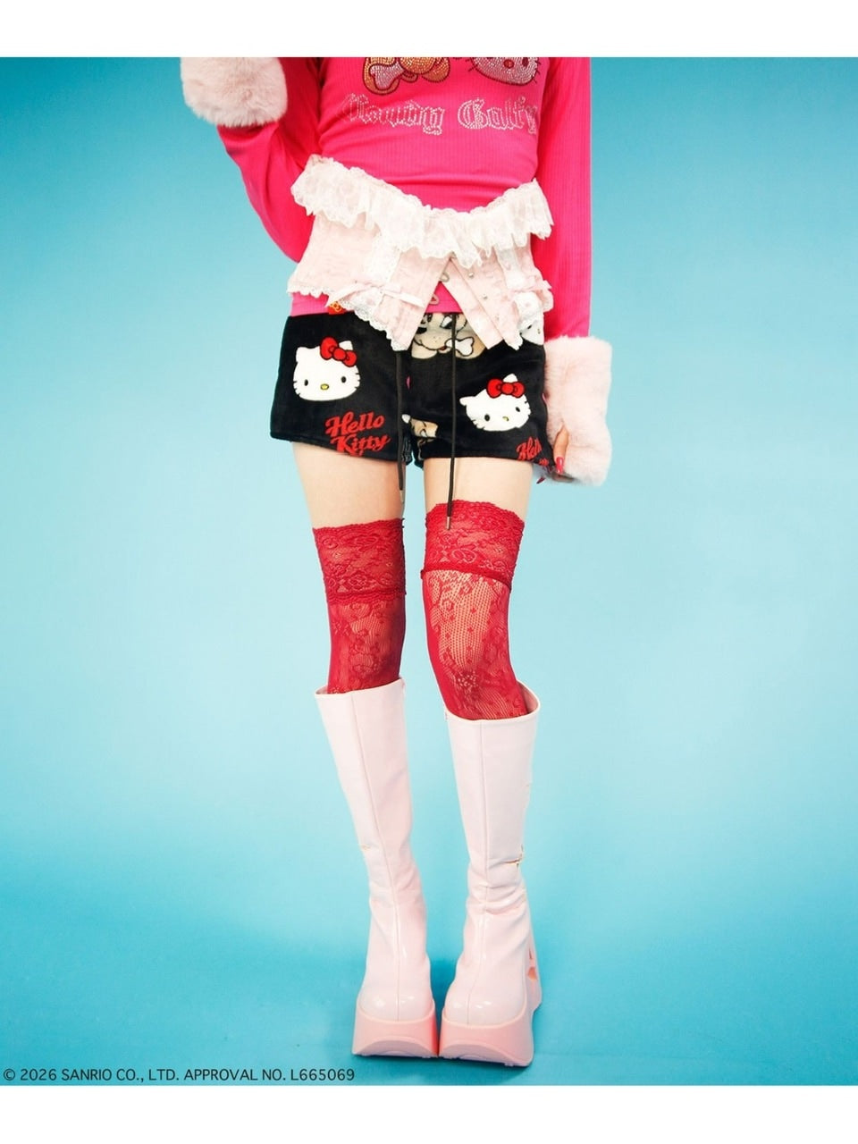 【GALFY×KITTY】ラブリーふわもこ3ピースSET UP / 【ガルフィー×キティー】総柄猫耳３ピースセットアップ