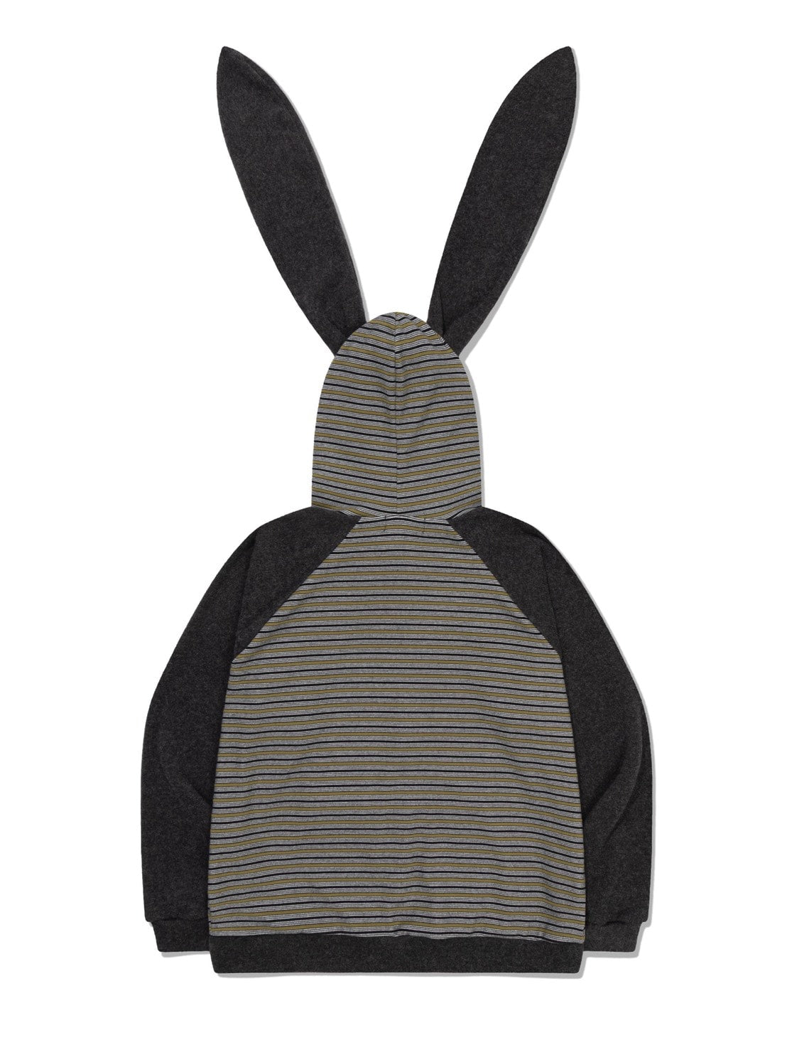 12/21 20:00 発売【Uglyshadow】RABBIT EAR HOOD STRIPE ZIP-UP