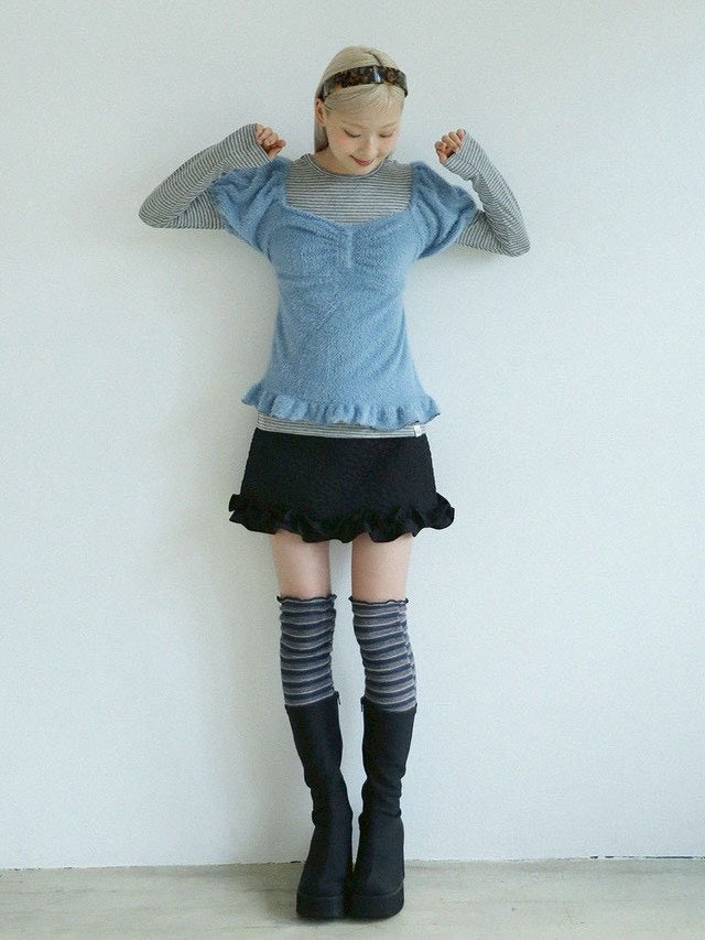 12/21 20:00 発売【Uglyshadow】SOFT SHIRRING T-SHIRT