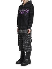 【Reckless Scholars】PENT PATCH FLANNEL HOODIE / 【レックレス スカラーズ】フロントデザインレイヤードウォッシュジップパーカー