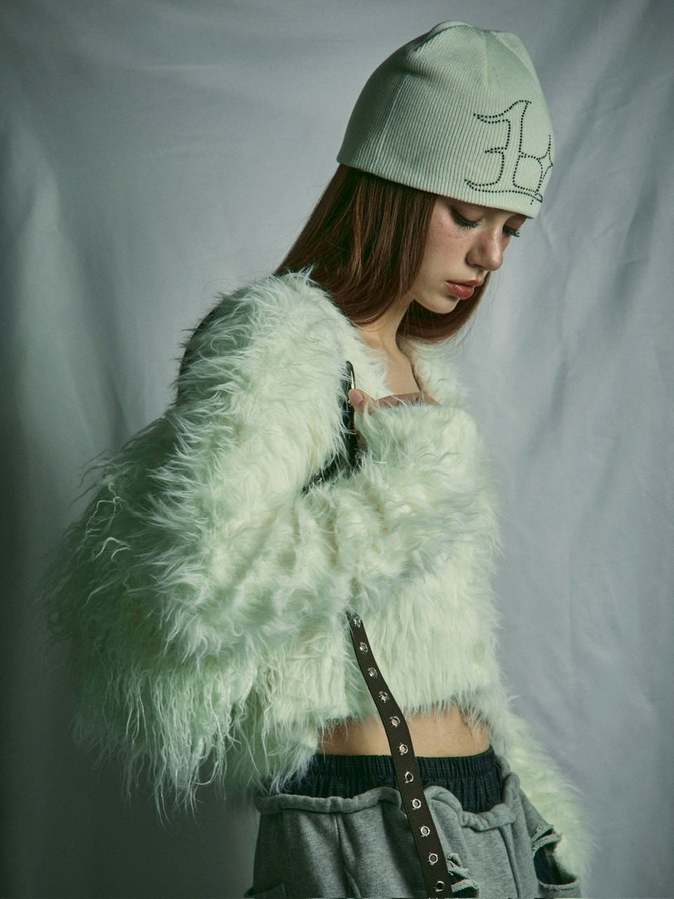 【GATELESS】FUR LIKE CROPPED CARDIGAN / 【ゲートレス】ファーライククロップドカーディガン