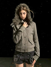 【Cest Nous】Fur-hooded button jacket / 【セヌー】ファーフードボタンジャケット