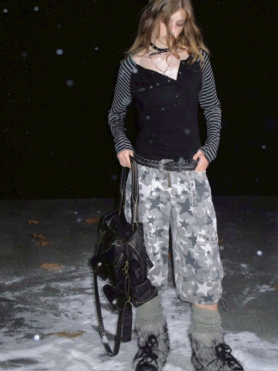 【Cest Nous】Star camouflage capri pants / 【セヌー】スターカモフラージュポケットハーフパンツ