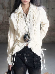 【Cest Nous】Apricot Ruffle Blouse / 【セヌー】アプリコットフリルシャツ