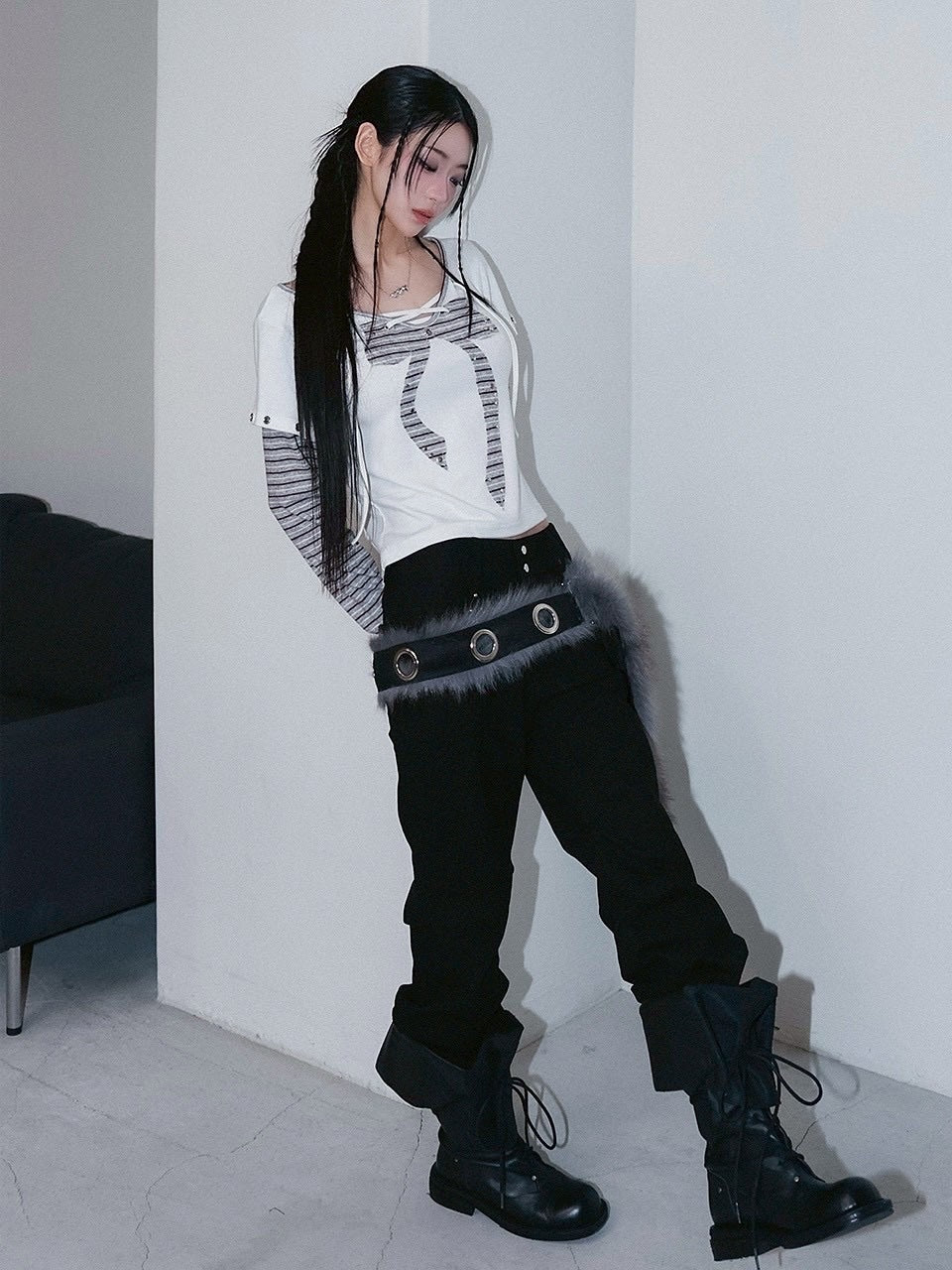 1/2 20:00発売【CHERRYQUIRI】punky bow layered tee