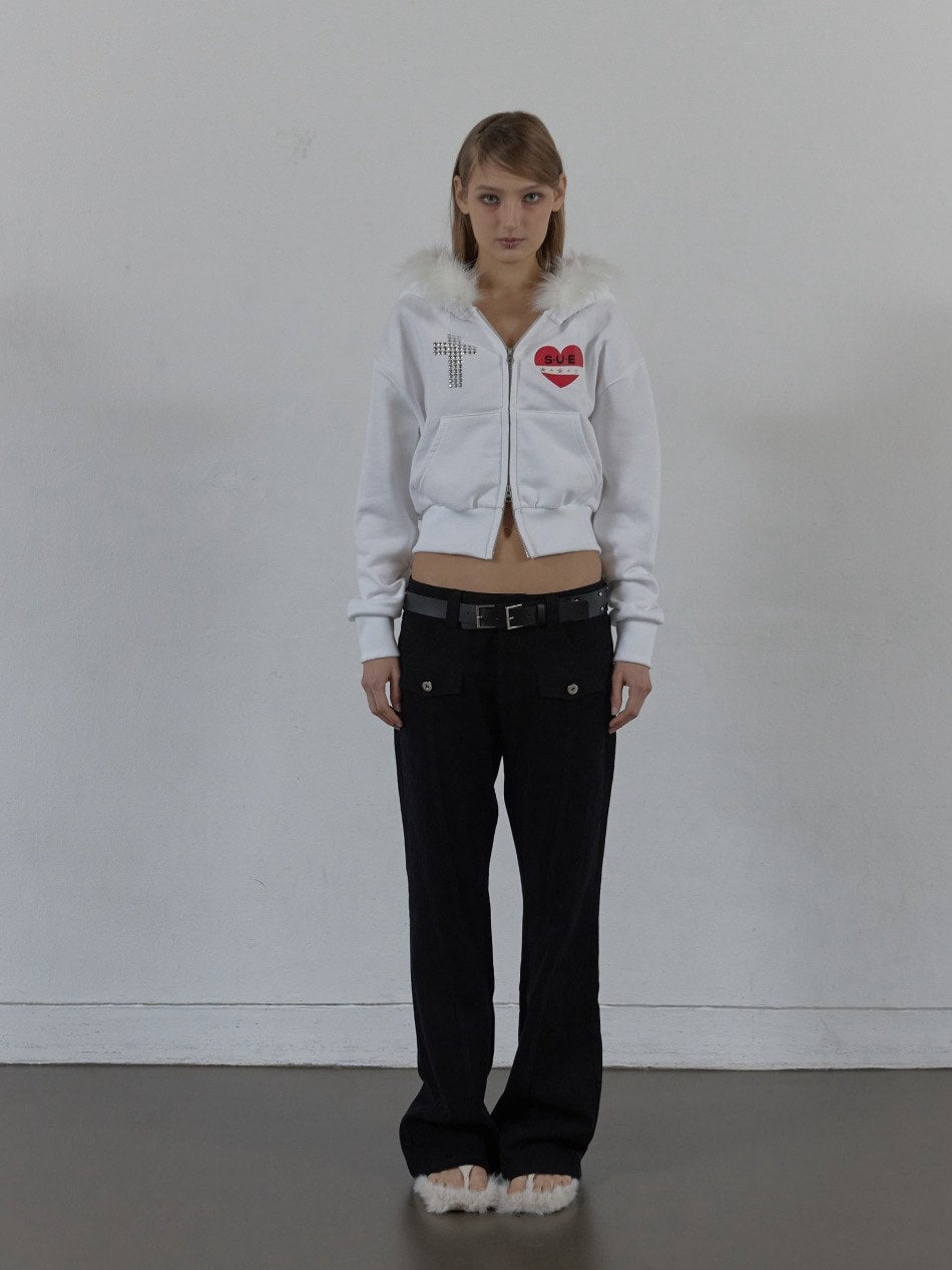 【SETUP‐EXE】FUR TRIMMING HOODED ZIP-UP / 【セットアップエグゼ】ファーフードジップアップパーカー