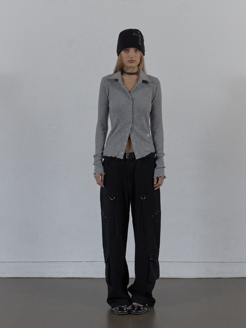 【SETUP‐EXE】SNAP GOLGI SHIRT / 【セットアップエグゼ】ボタンニット長袖シャツ