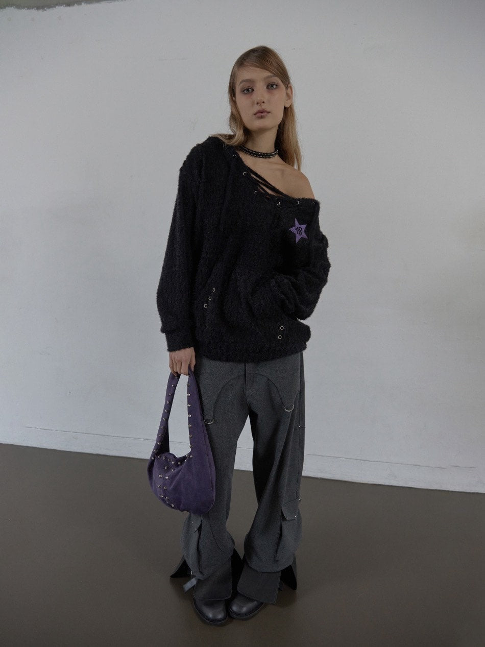 【SETUP‐EXE】SUEDE STUDDED SHOULDER BAG / 【セットアップエグゼ】スエードスタッズショルダーバッグ