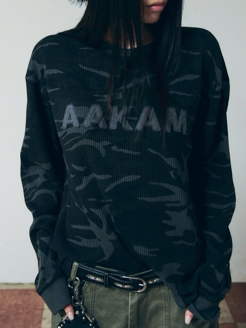 【AAKAM】Waffle Camouflage Long Sleeve