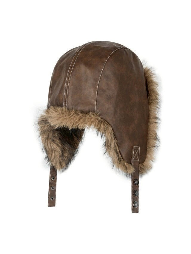 【AAKAM】Biker Leather Earflap Hat