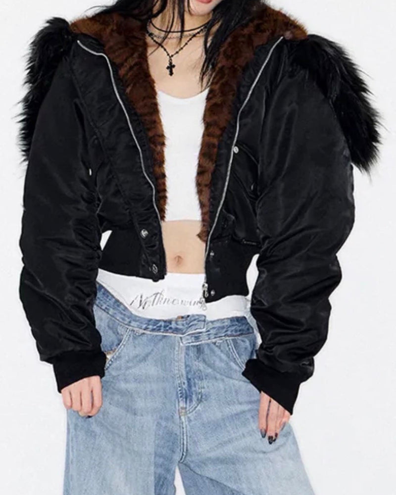 【NOT KNOWING】Fur Trim MA-1 Padded Jumper