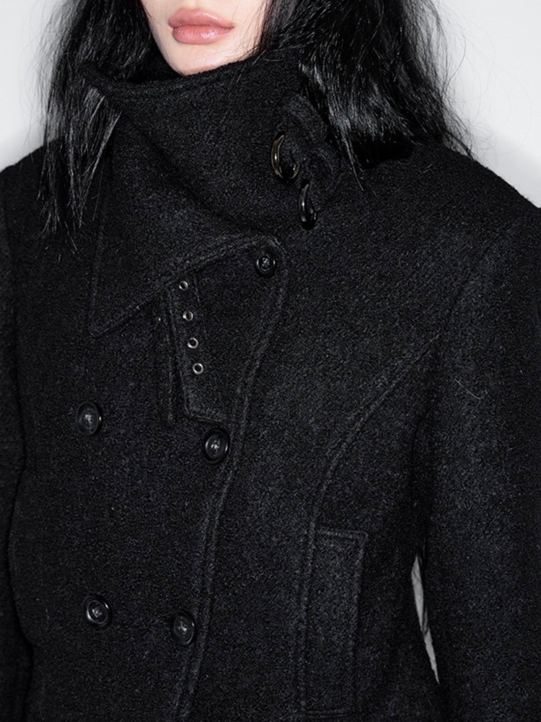 【NOT KNOWING】Double Belted High-Neck Coat