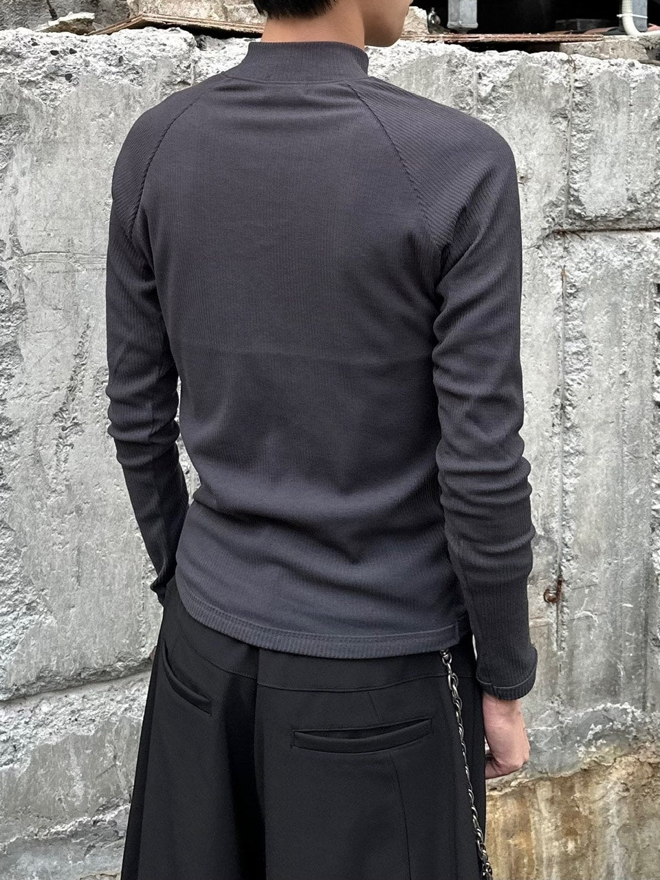 大阪店WEB限定受注制【Chikashitsu＋】mockneck zip long sleeve / 【チカシツプラス】モックネックジップ長袖Tシャツ (3color)