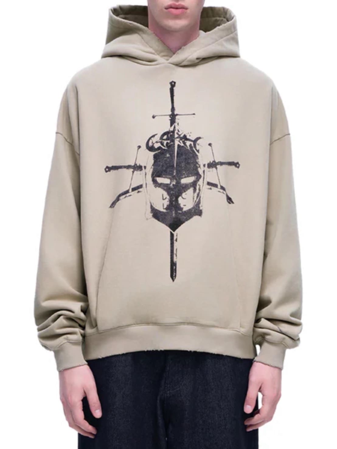 【The Boy Has No Patience】 TBHNP LUMINOUS DAWN KNIGHT AND SWORD PRINTED HOODIE / 【ザボーイハズノーペーシェンス】フロントプリントプルオーバーパーカー