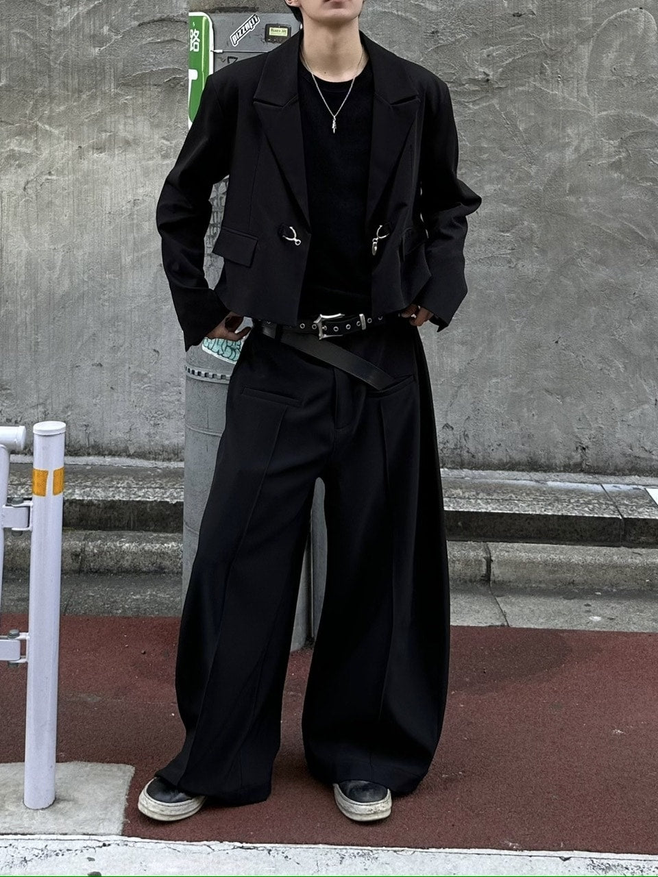 大阪店WEB限定受注制【Chikashitsu＋】mettal buckle cropped jacket / 【チカシツプラス】メタルバックルクロップジャケット