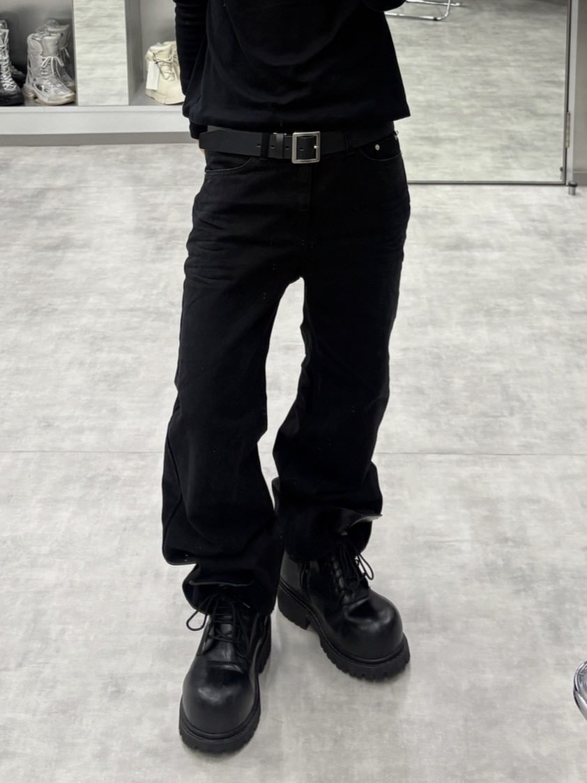 受注制【youll】essential black flare denim pants