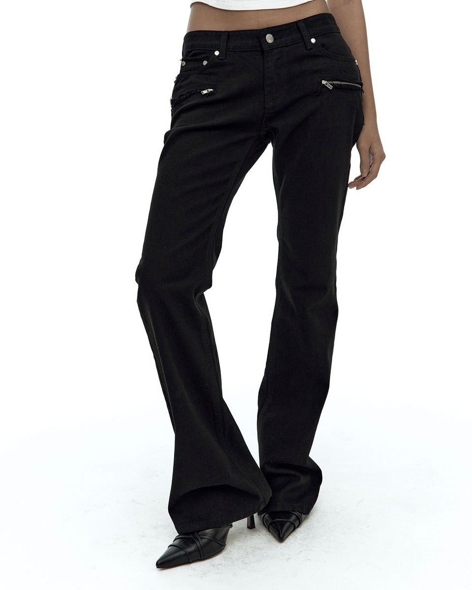 【Kashiko】Side Zipper Boots-cut Jeans