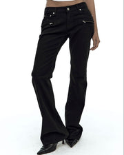 【Kashiko】Side Zipper Boots-cut Jeans