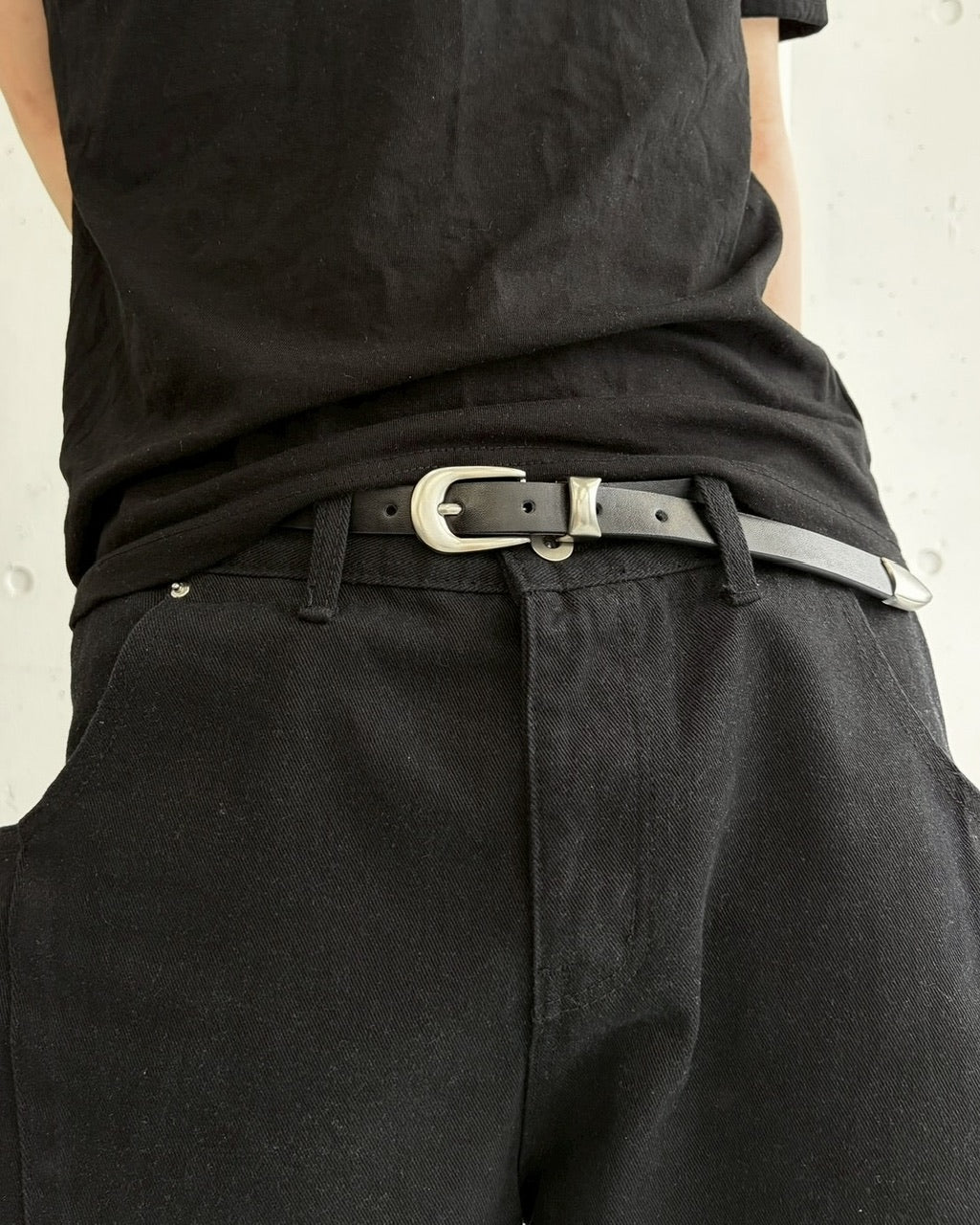 国際配送【LUV CODE】pin buckle slim leather belt