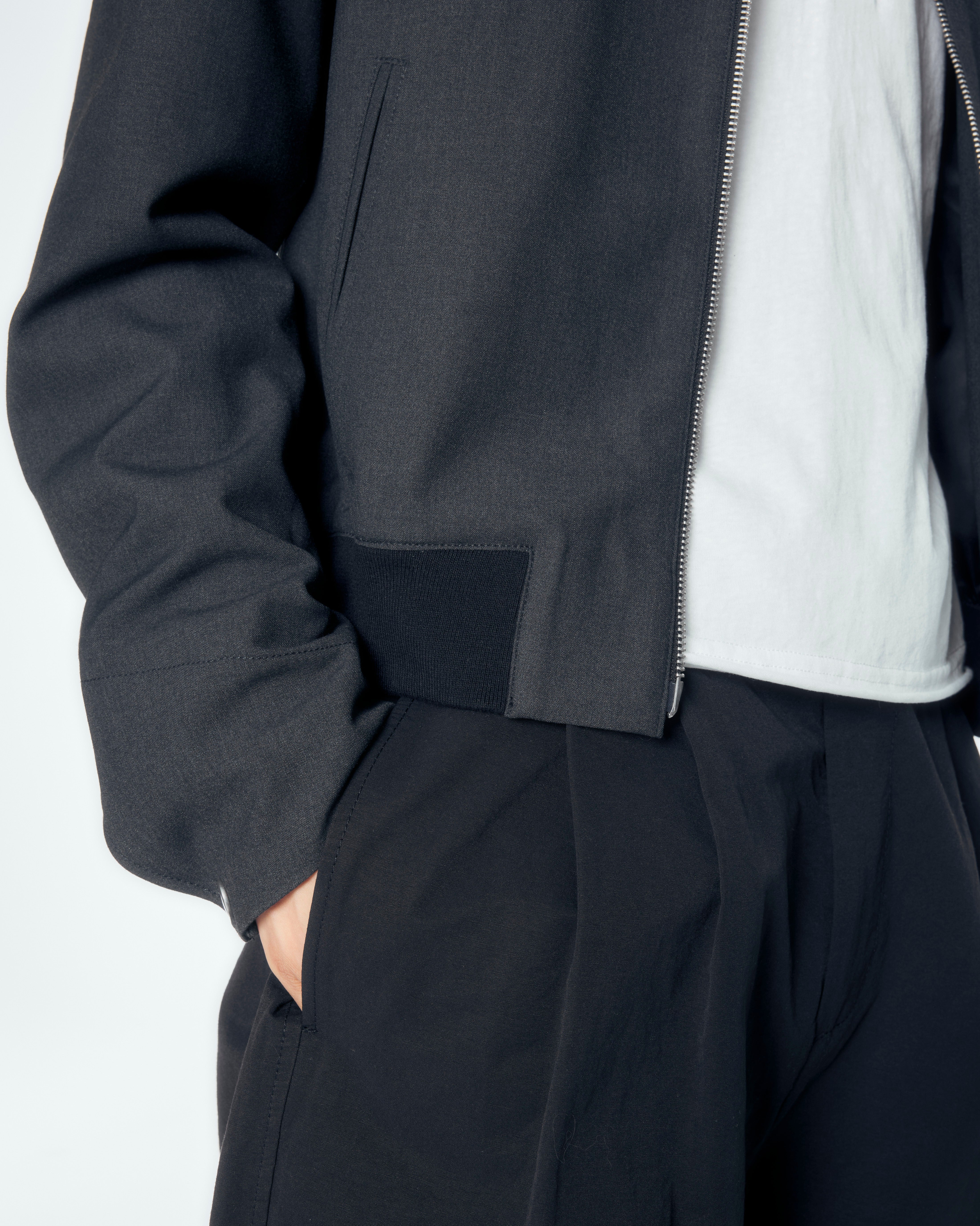 【CS】leather trim zip up jacket