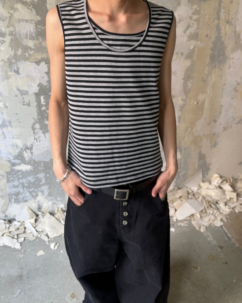 【Lee fi Ne】Layered Stripe Tank