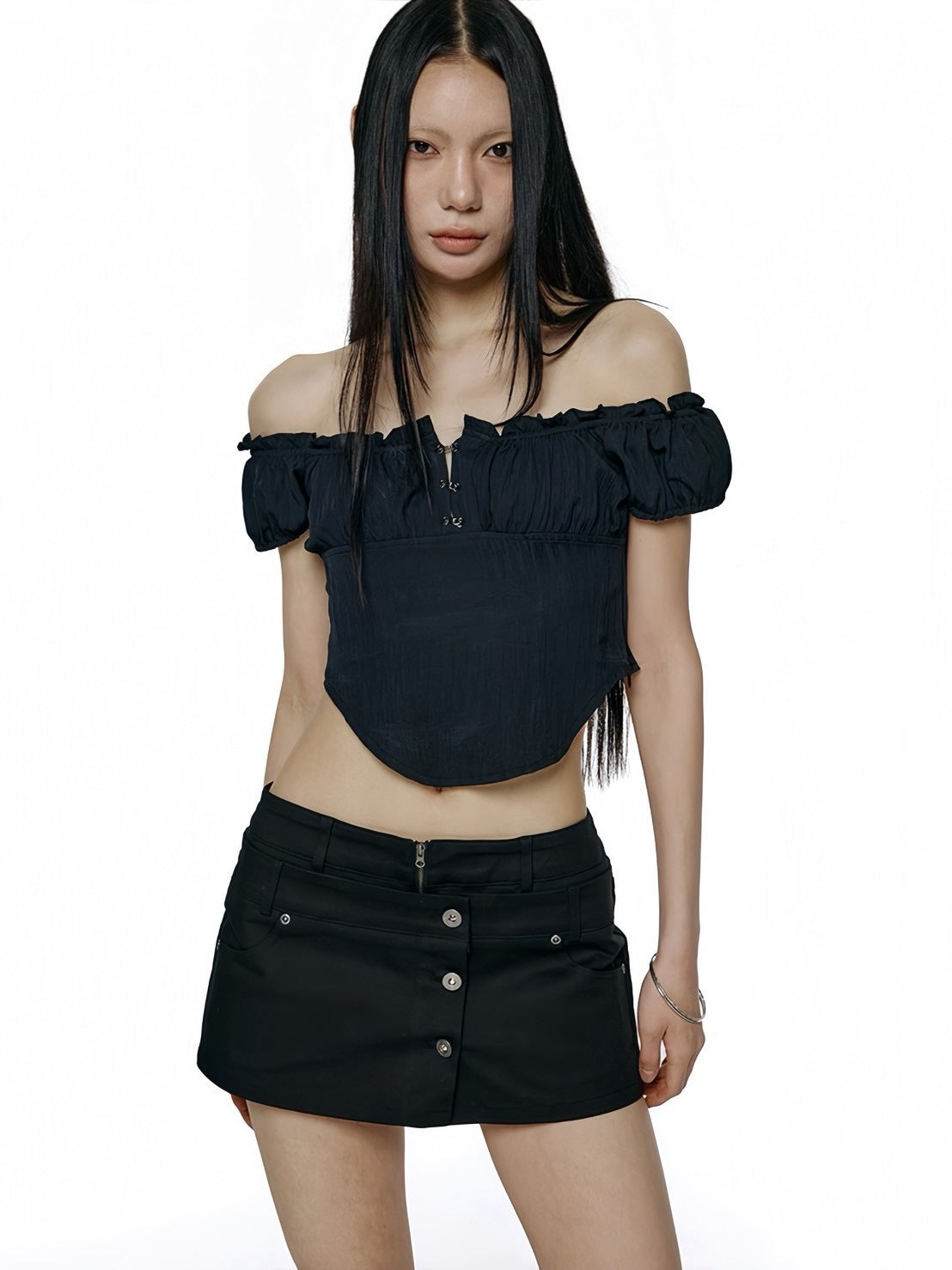 【ROCK CAKE】Curve Line Corset Blouse