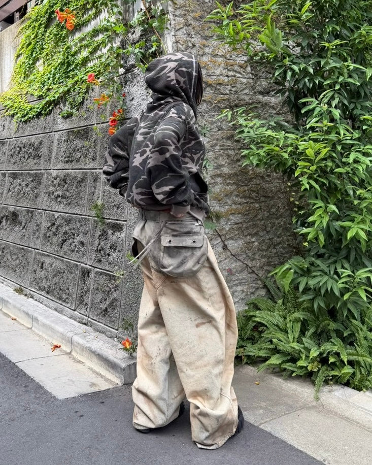 受注制【Never mind the XU】MILITARY CAMO THERMAL ZIP HOODIE (2color)