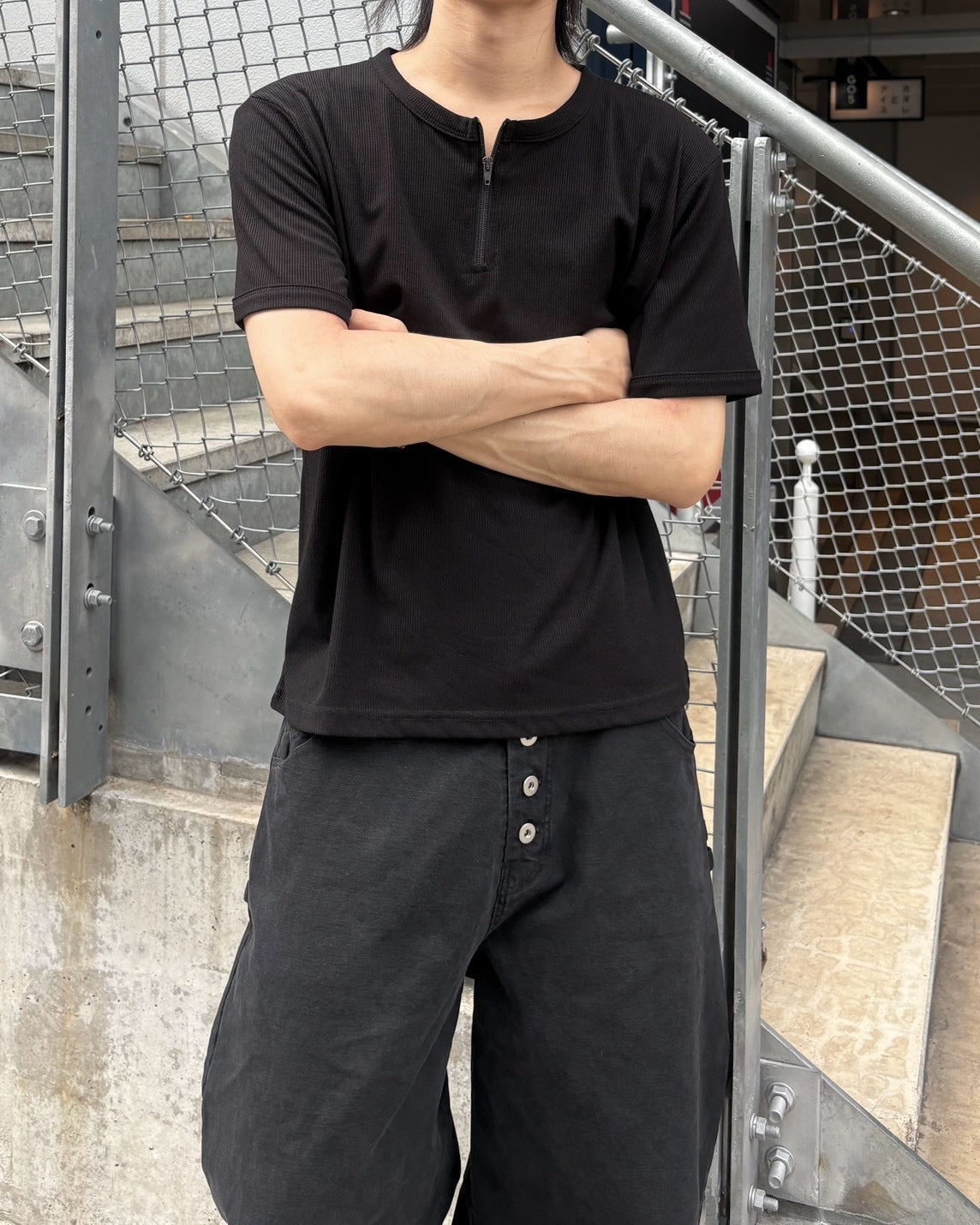 受注制【nmtc+】Half Zip-Up Slim Tee (3color)
