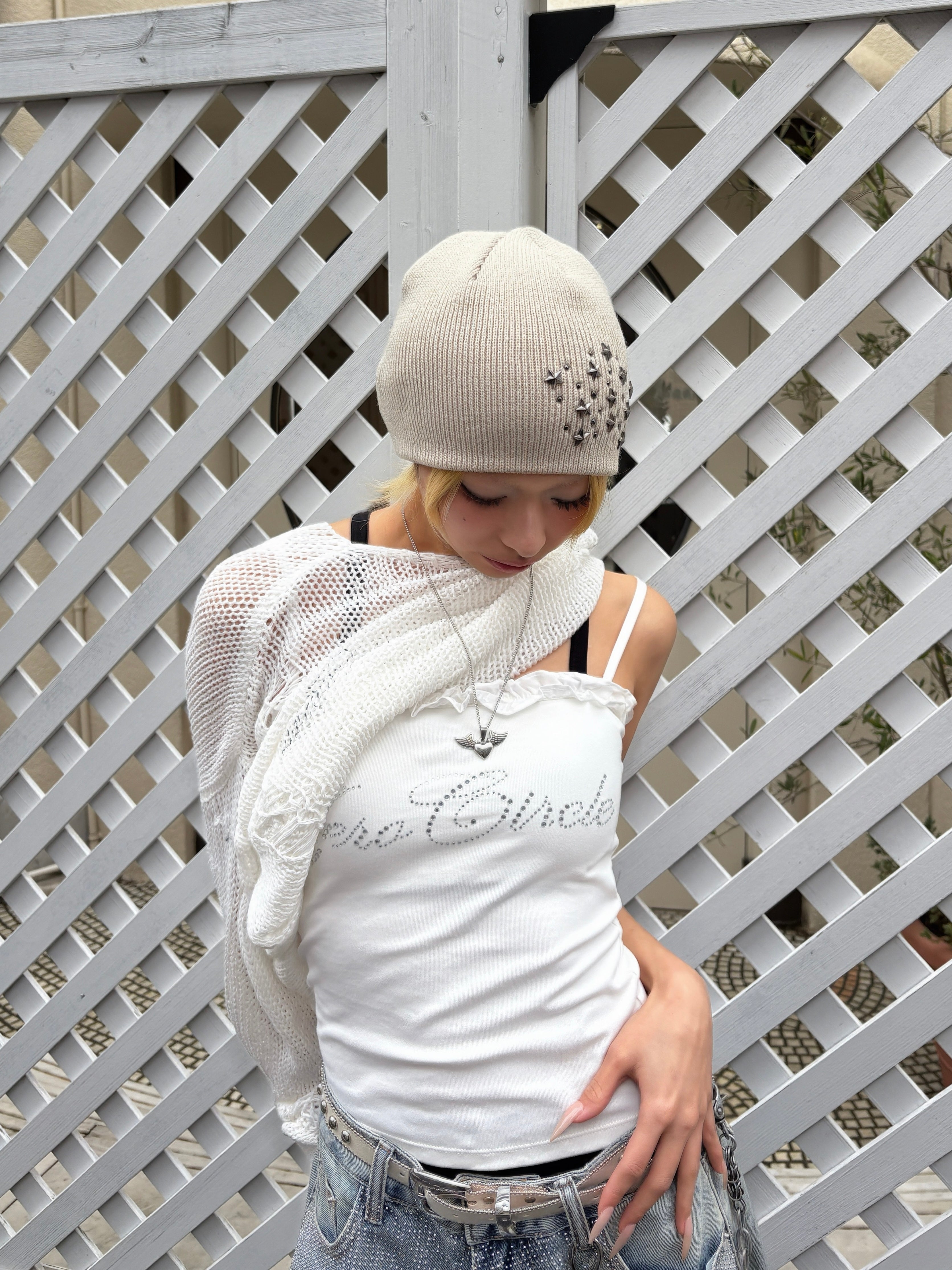 受注制【Never mind the XU】star studs beanie (3color)