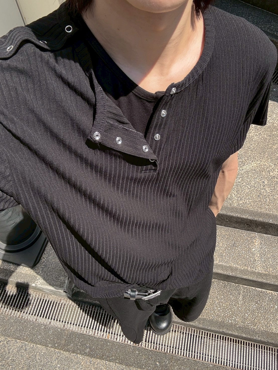 受注制【nmtc+】Shoulder Henley Eyelet Tee (3color)