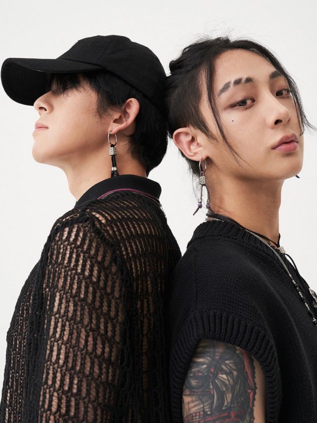 【BYBE RECORDS × BLACK PURPLE】Leather string choker