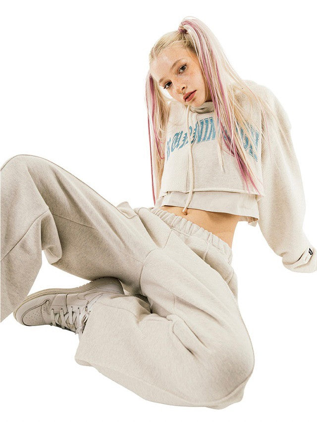 【running high】ARCH LOGO LAYERED CROP HOODIE