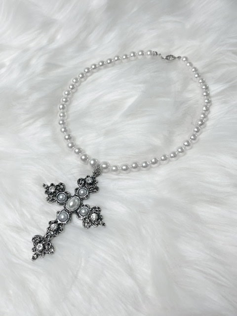 受注制【Rosen Kreuz】pearl cross necklace