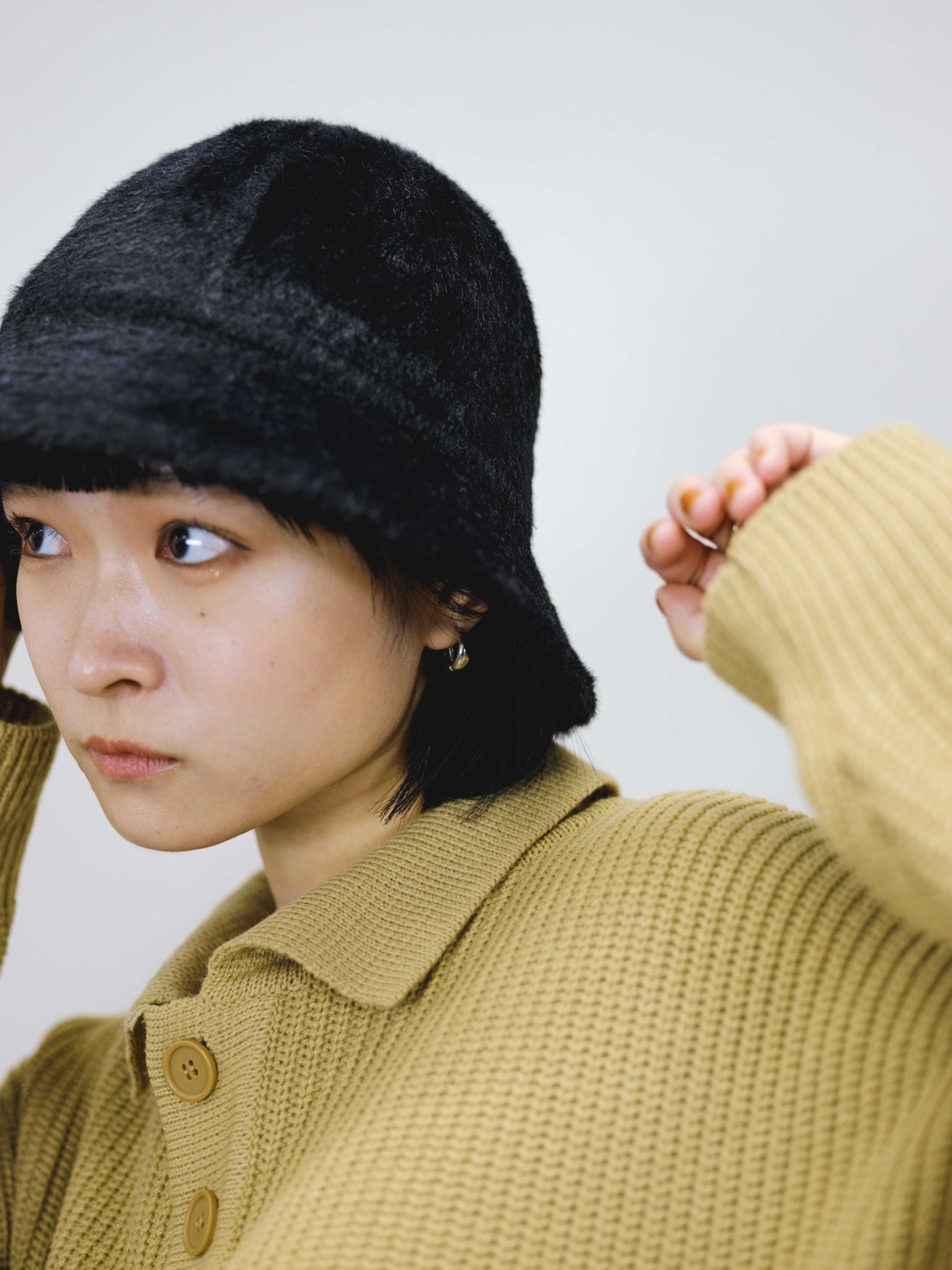 受注制【Chikashitsu +】knit bucket hat (2color)