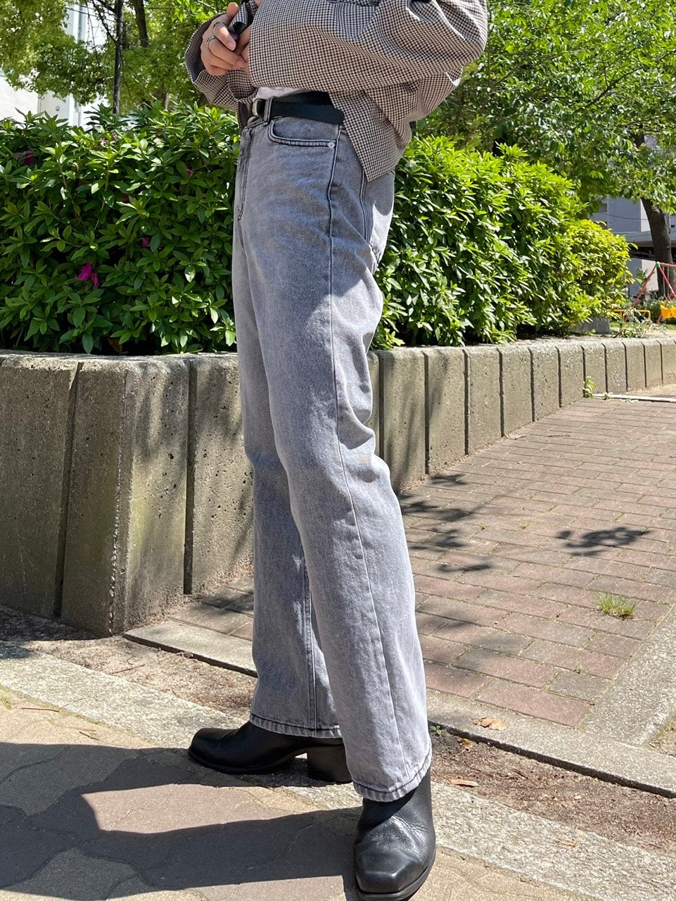 受注制【Chikashitsu +】semi wide denim pants