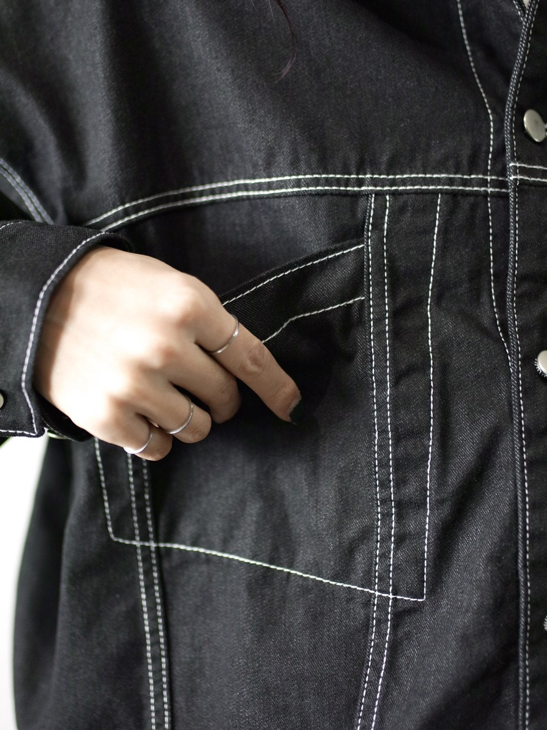 受注制【Chikashitsu +】set up stitch denim jacket