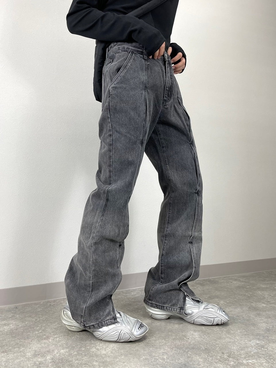受注制【Chikashitsu +】design denim pants