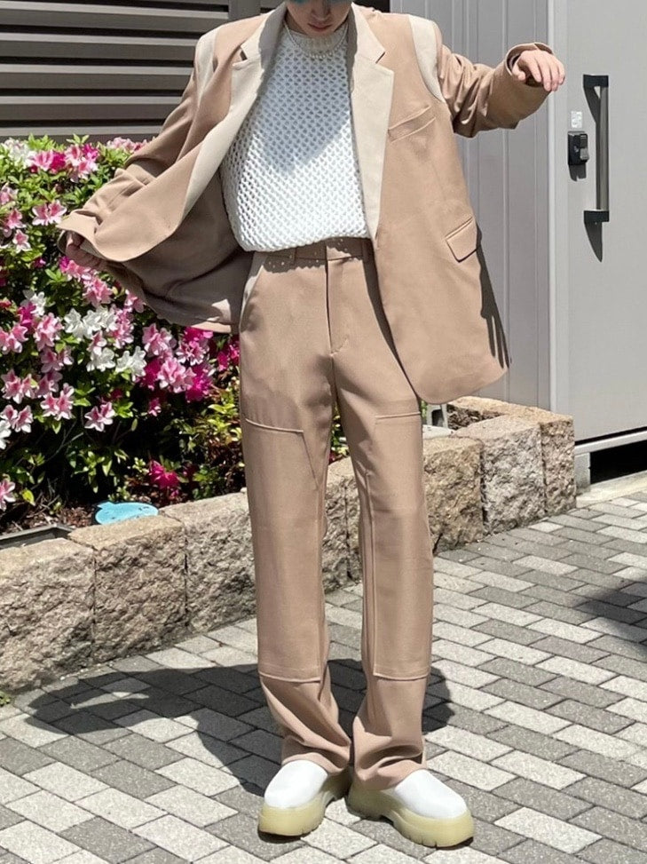 受注制【Chikashitsu +】set up design slacks (2color)