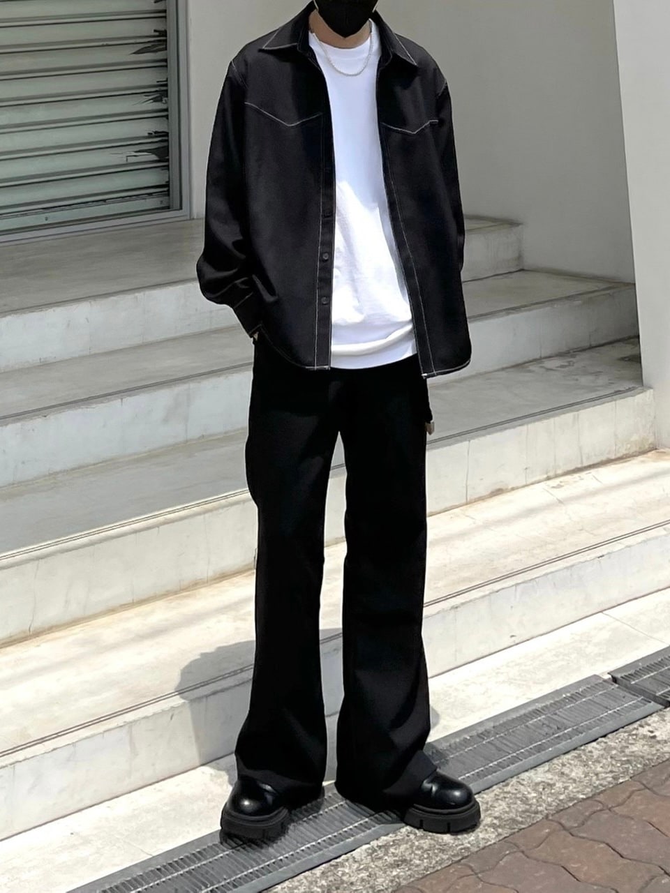 【Chikashitsu + ORIGINAL】full length flare slacks (2color)
