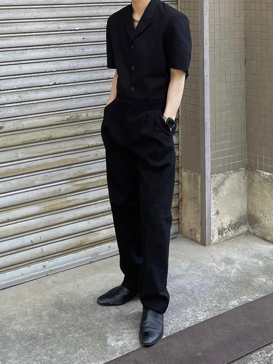 受注制【Chikashitsu +】set up linen slacks (2color)