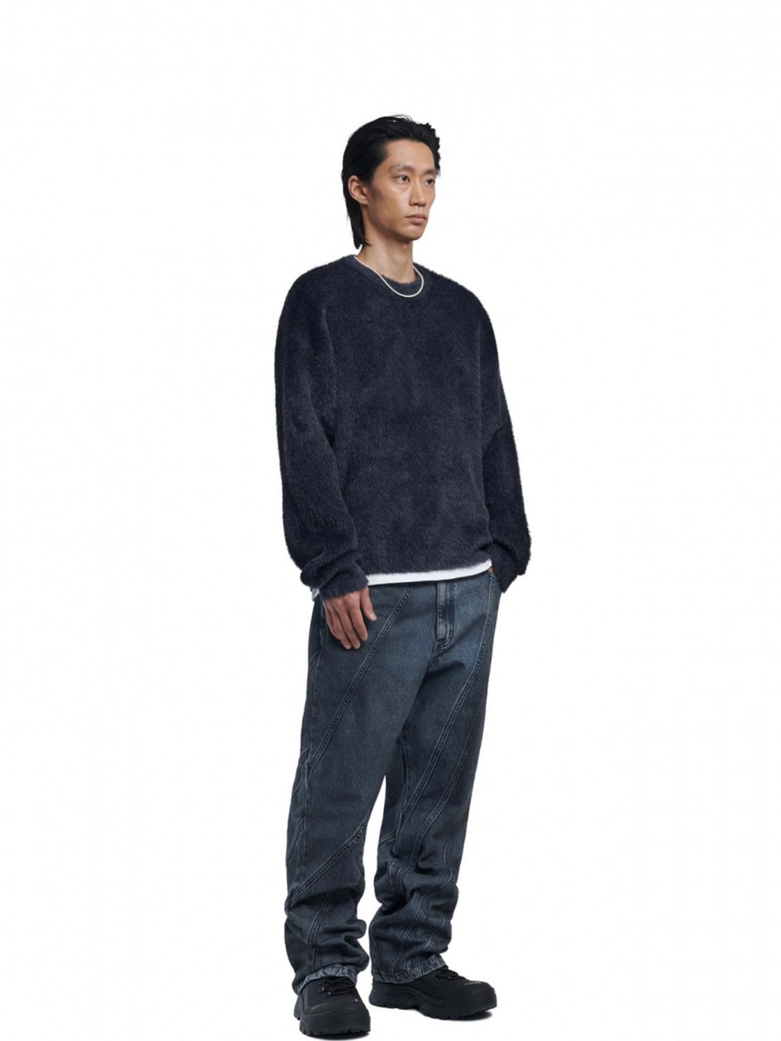 【NOMANUAL】CROPPED HAIRY KNIT (15color) / 【ノーマニュアル】クロップドヘアリー長袖ニット