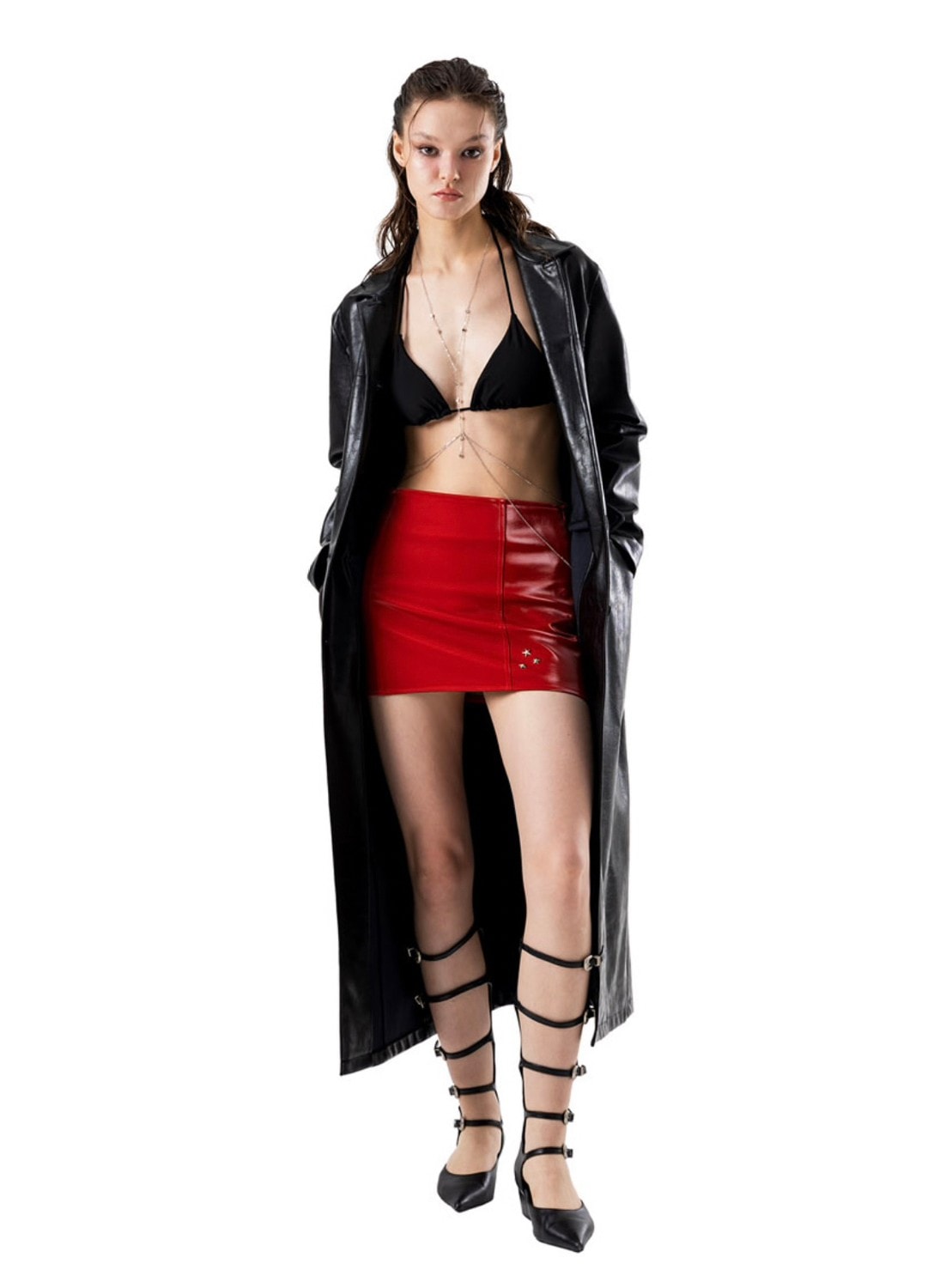 【runningHIGH】ENAMEL LEATHER MINI SKIRT