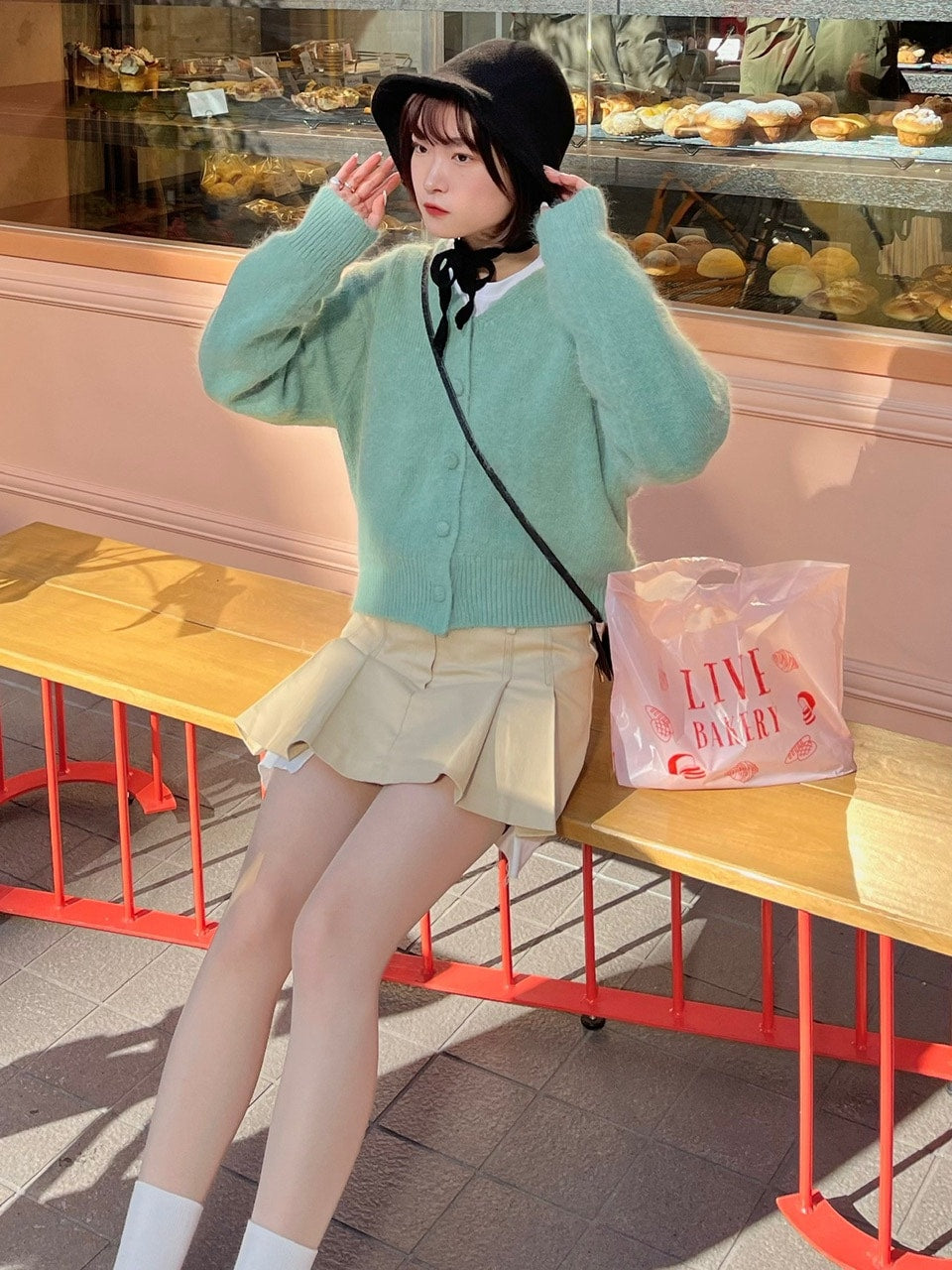 受注制【Chikashitsu +】strap knit hat (2color)