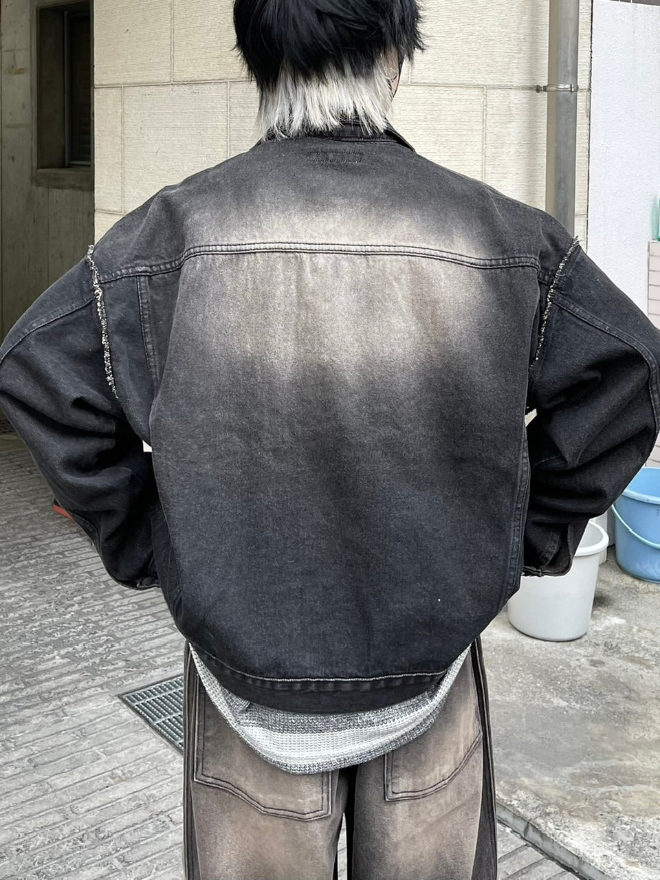 受注制【Chikashitsu +】vintage wash denim jacket (2color)