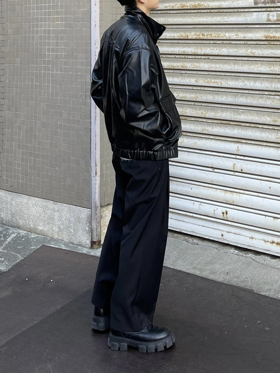 受注制【Chikashitsu +】leather bomber jacket